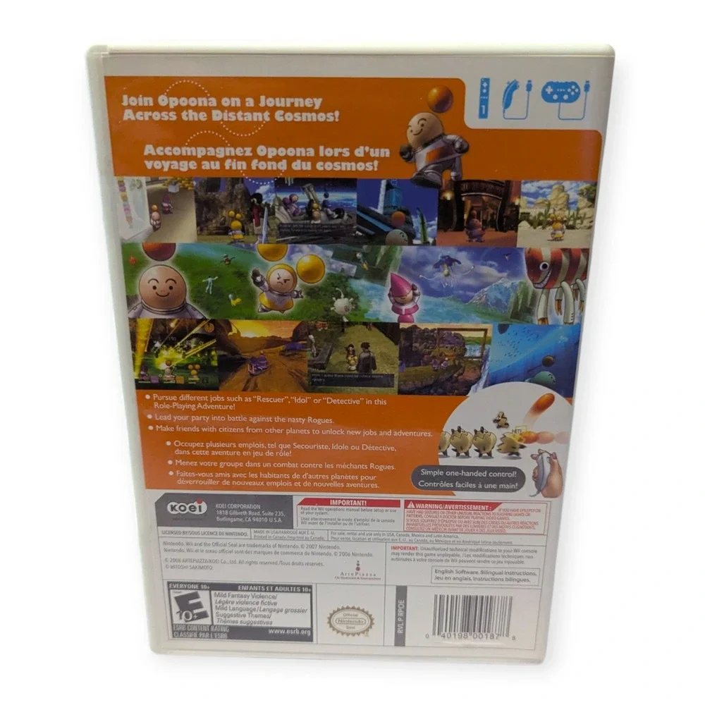 Opoona Nintendo Wii RPG Koei 2008 Complete CIB White Case